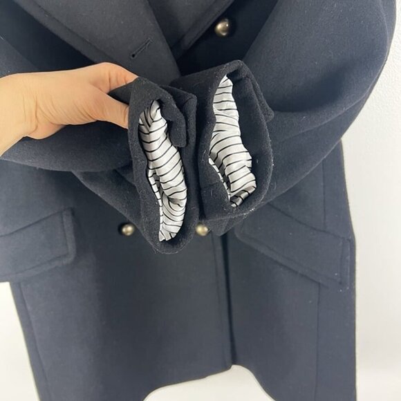 Nili Lotan X Target Wool Blend Double Breasted Pea Coat Black Women XL Academia - Picture 5 of 10